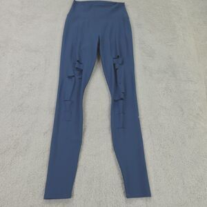 Alo Yoga Leggings Womens Medium Blue High Waist Ripped Warrior Full Length